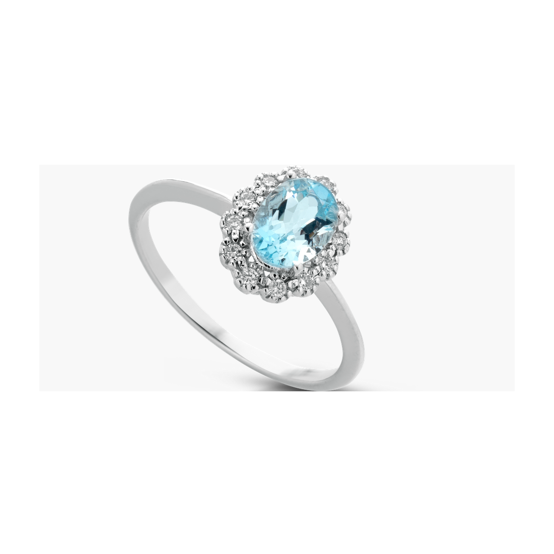 Anello donna Lucciole Gioielli in oro bianco, diamanti e acquamarina ANFOXOV/3A