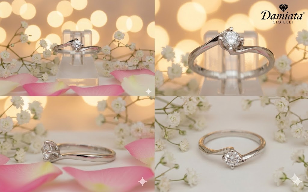 Anello solitario donna Lucciole Gioielli in oro bianco e diamante ANSVAL012/9KT