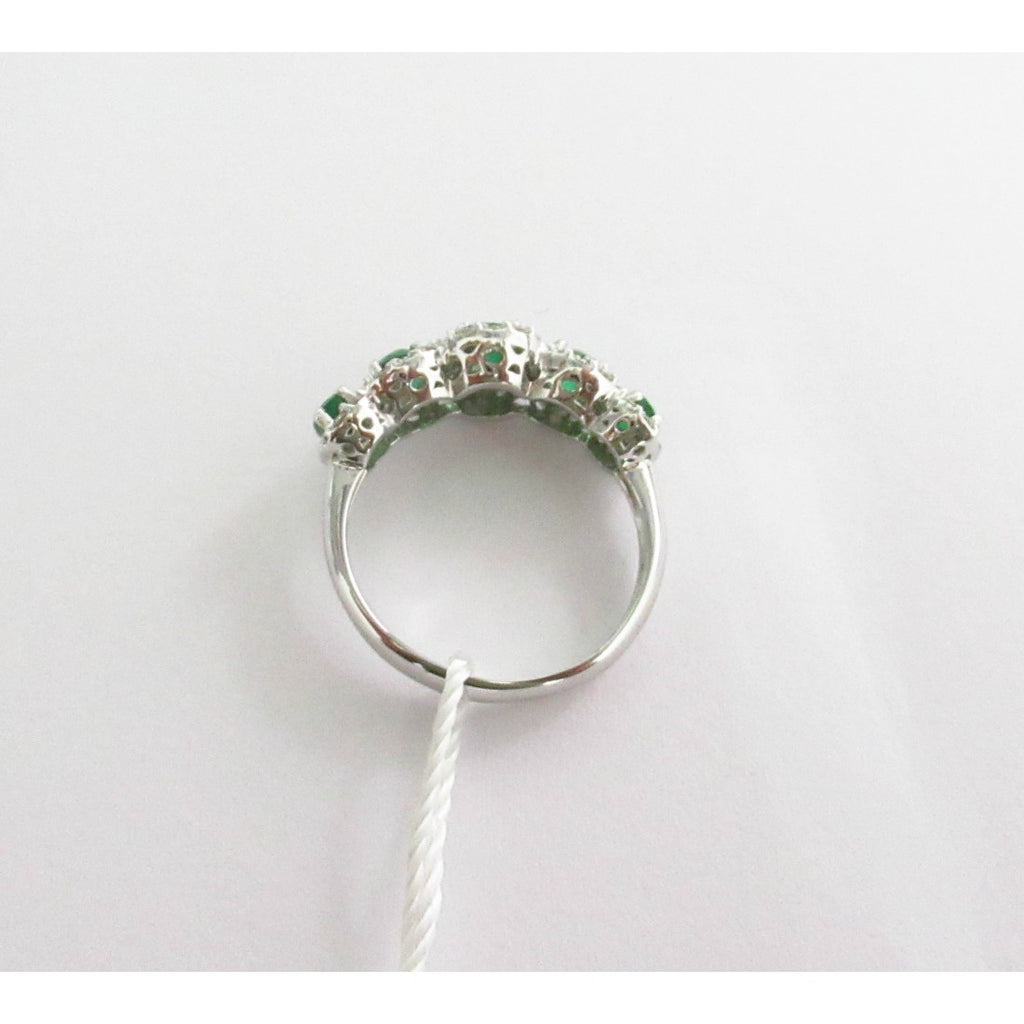 Anello veretta donna Lucciole Gioielli in oro bianco, diamanti e smeraldi ANVSCROYALS