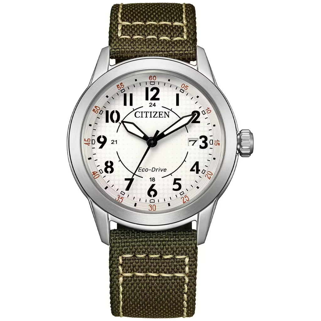 Orologio solo tempo Citizen Eco Drive in acciaio e nylon e pelle ref. AW1870-08A