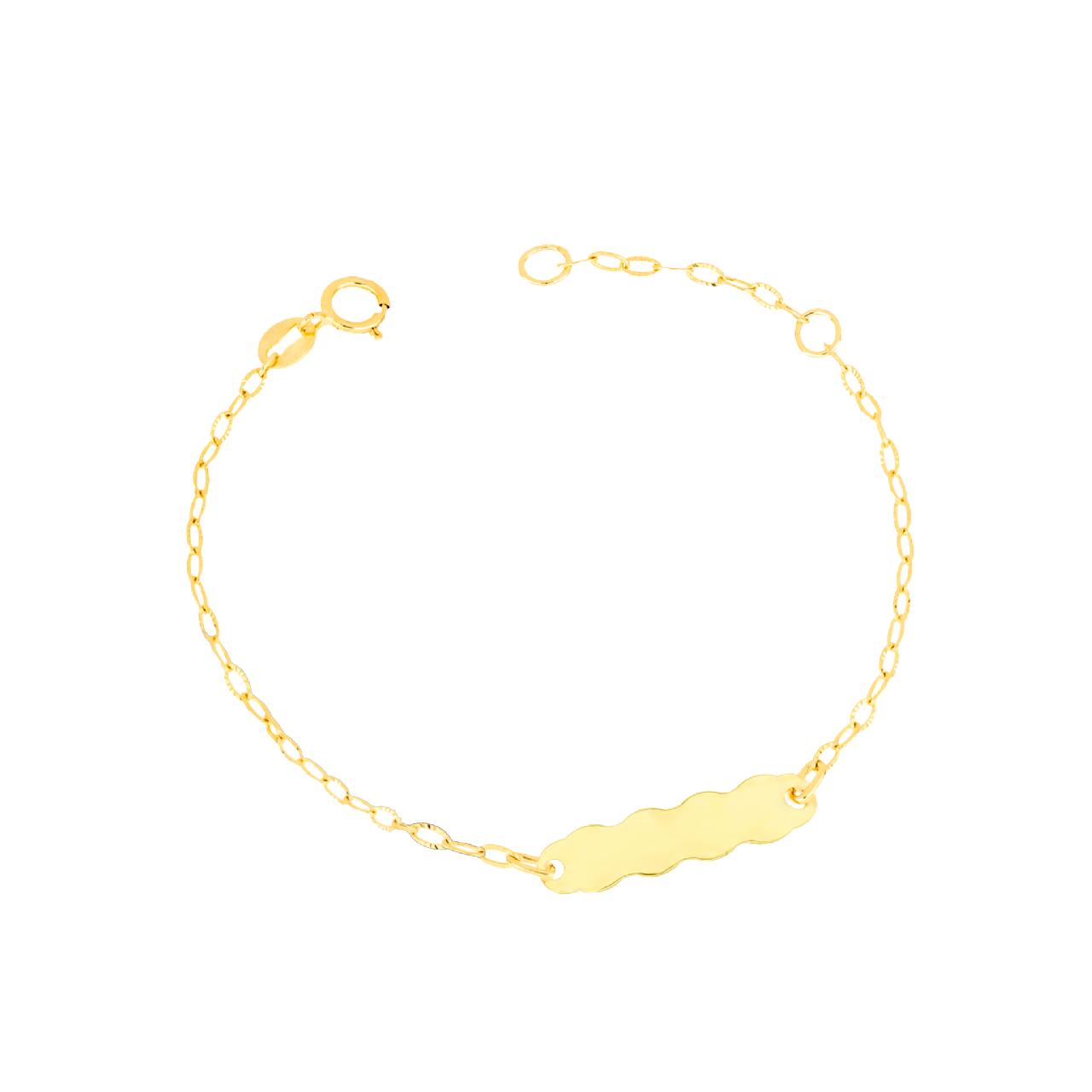 Bracciale per bambino IGOLD in oro giallo con targhetta incidibile B002OA