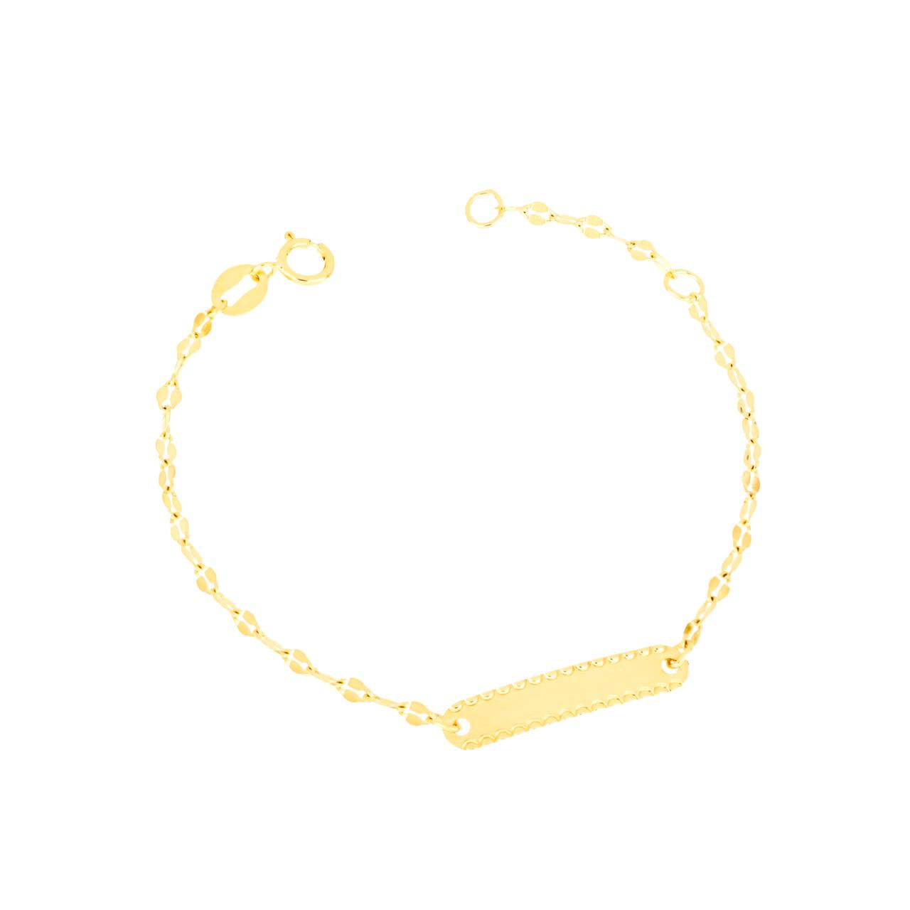 Bracciale per bambino IGOLD in oro giallo con targhetta incidibile B032OA