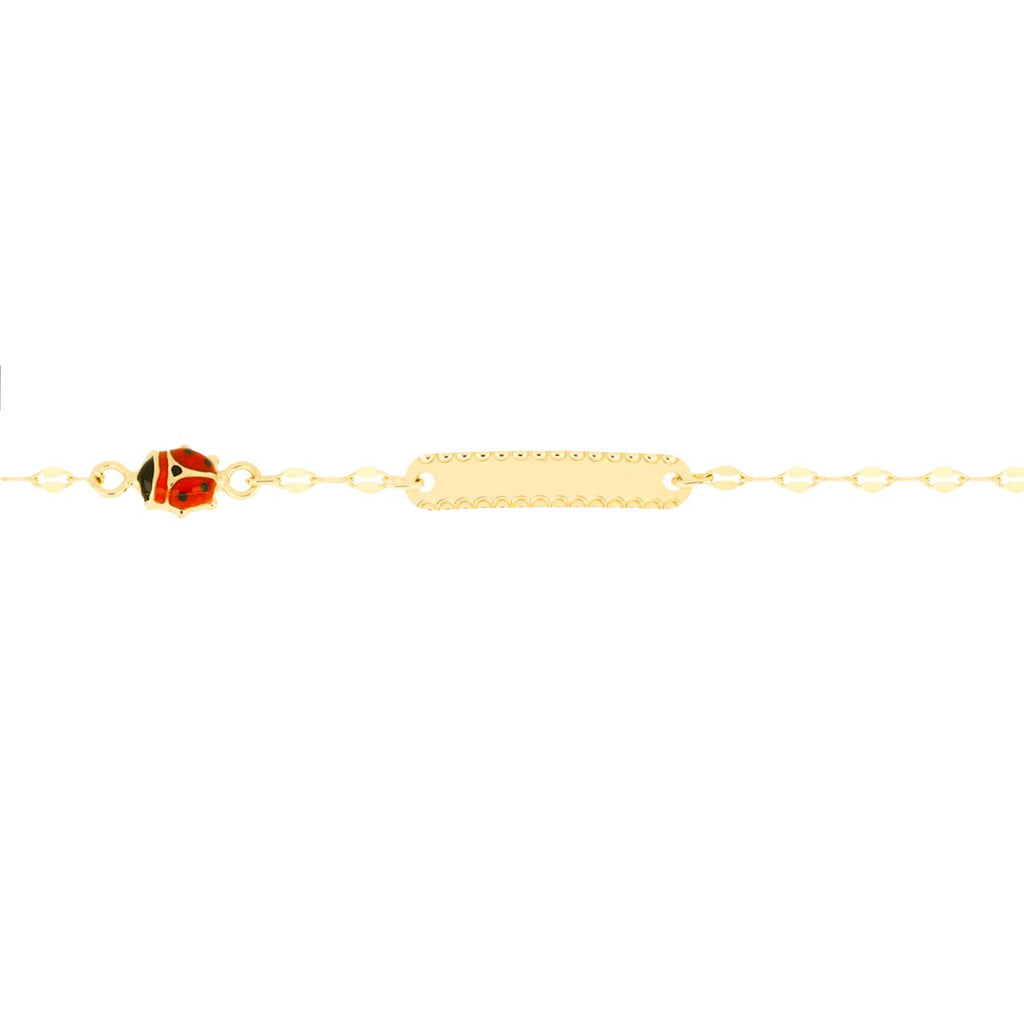 Bracciale con coccinella per bambina IGOLD in oro giallo con targhetta incidibile B0P2TA