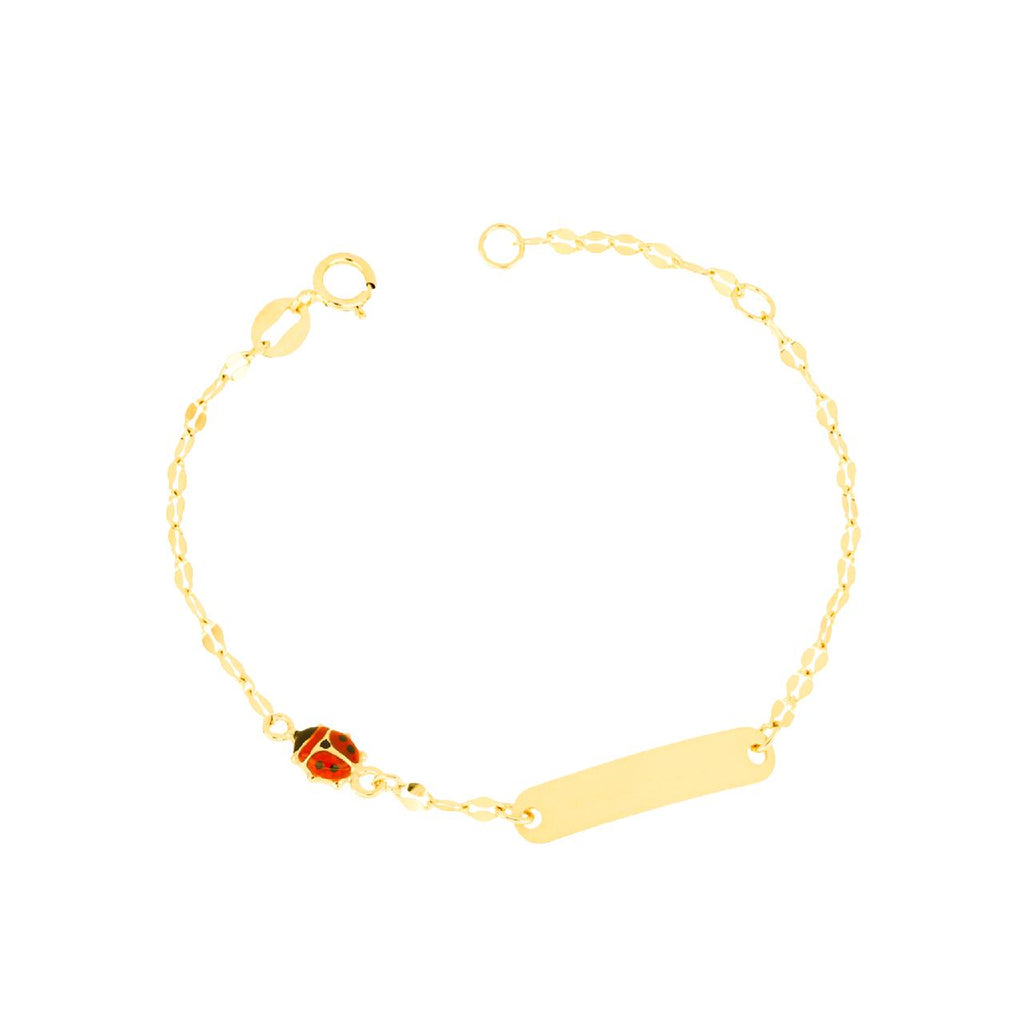 Bracciale con coccinella per bambina IGOLD in oro giallo con targhetta incidibile B0P2TA