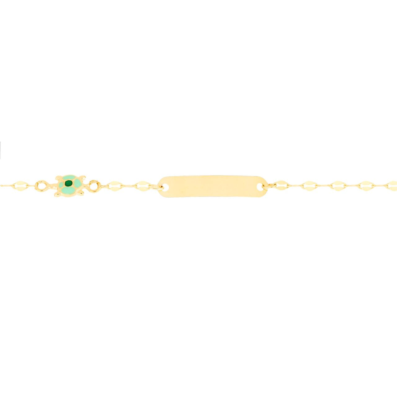 Bracciale con tartaruga per bambino IGOLD in oro giallo con targhetta incidibile B0T2TA