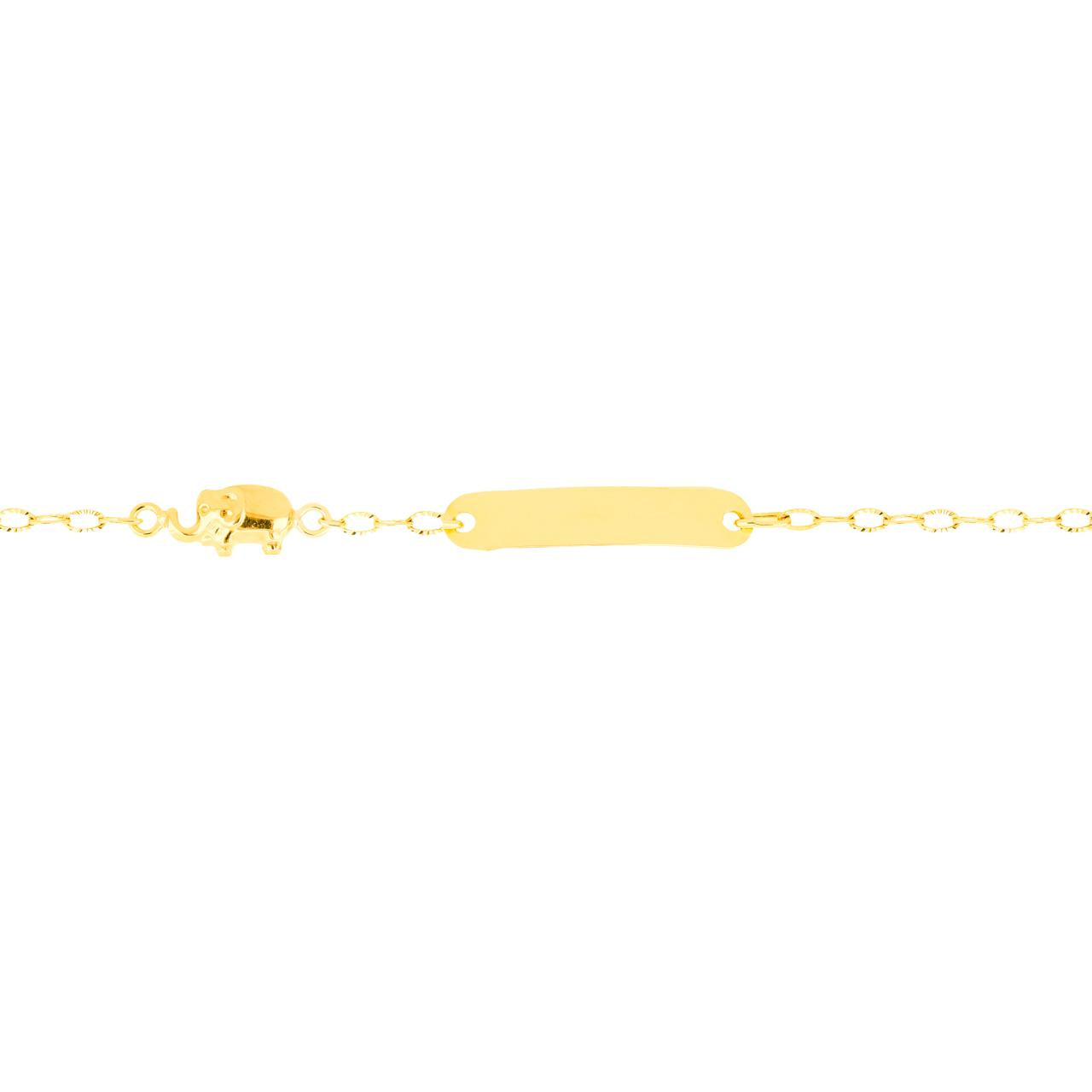 Bracciale con elefante per bambino IGOLD in oro giallo con targhetta incidibile B132OA