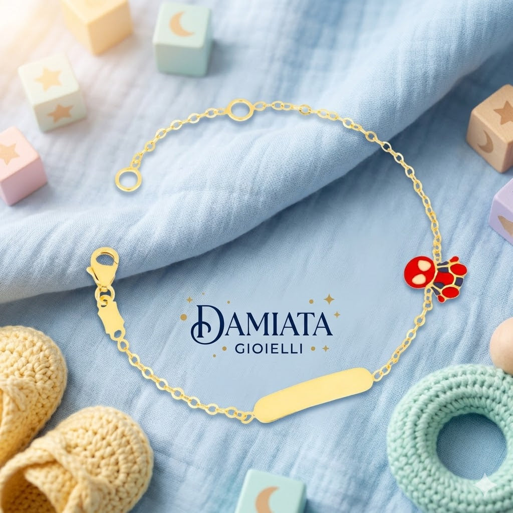 Bracciale con Spiderman per bambino IGOLD in oro giallo con targhetta incidibile B1H2TA