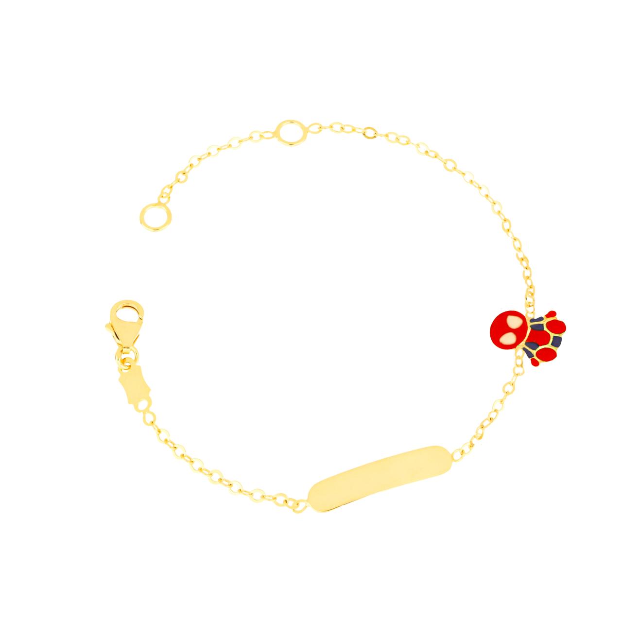 Bracciale con Spiderman per bambino IGOLD in oro giallo con targhetta incidibile B1H2TA