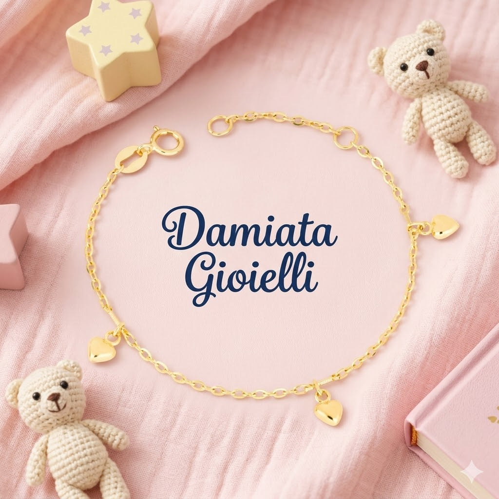Bracciale con cuori per bambina IGOLD in oro giallo B2R2OA