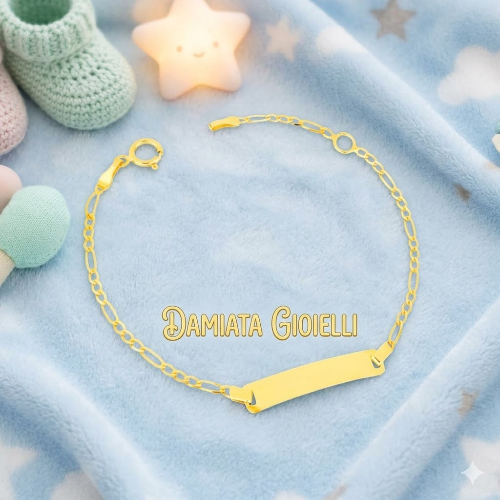 Bracciale per bambino IGOLD in oro giallo con targhetta incidibile B322OA
