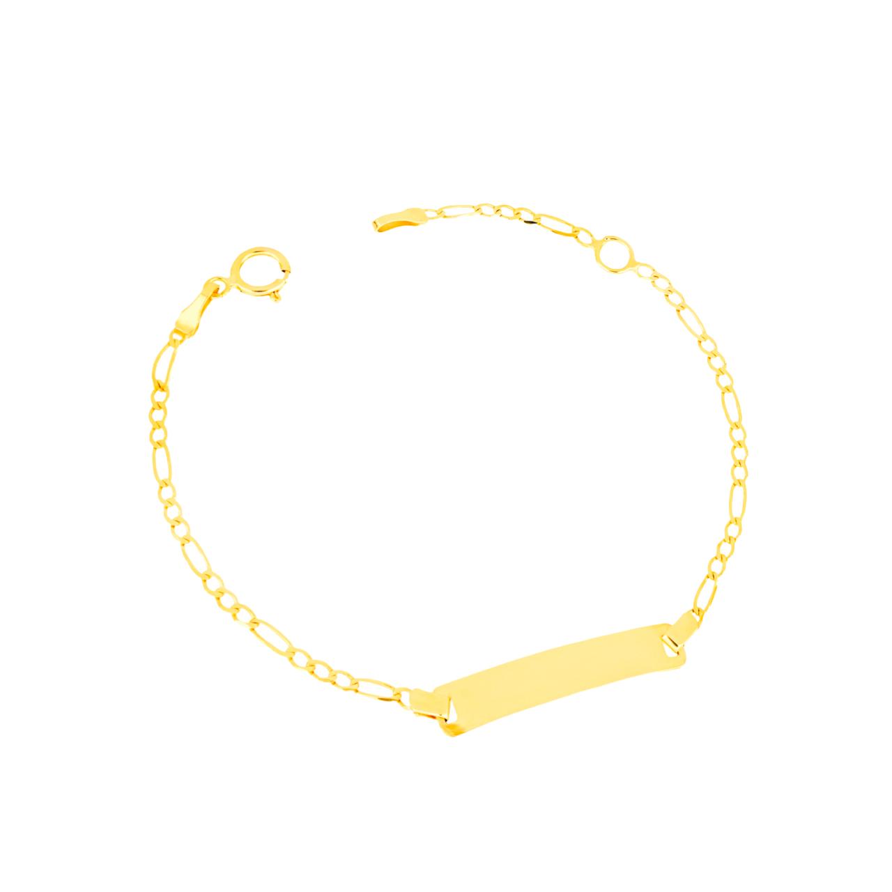 Bracciale per bambino IGOLD in oro giallo con targhetta incidibile B322OA