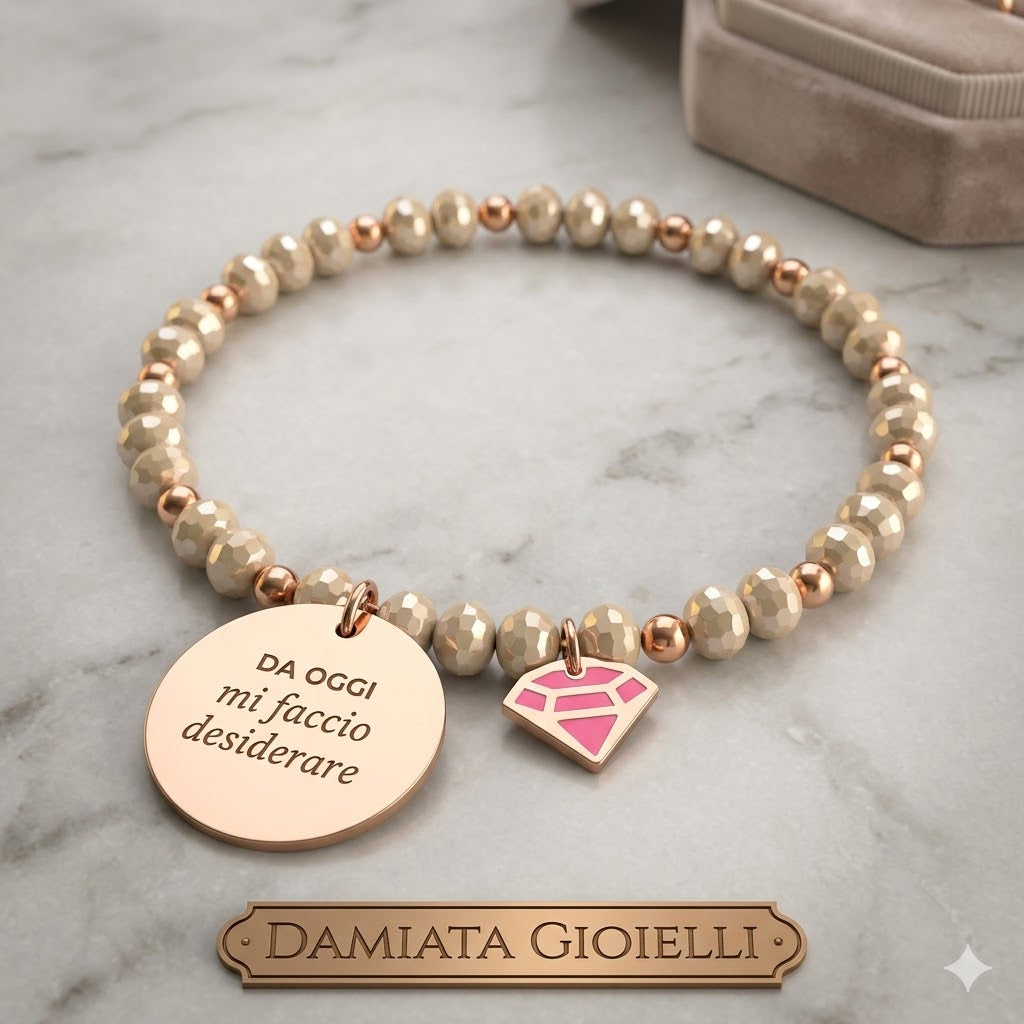 Bracciale donna 10 Buoni Propositi in acciaio e cristalli B5241RO/CH