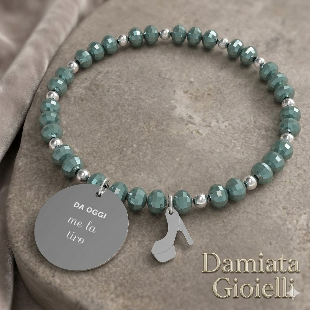 Bracciale elastico donna 10 Buoni Propositi in acciaio e cristalli B5242/E