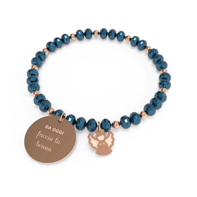 Bracciale elastico donna 10 Buoni Propositi in acciaio e cristalli ref. B525