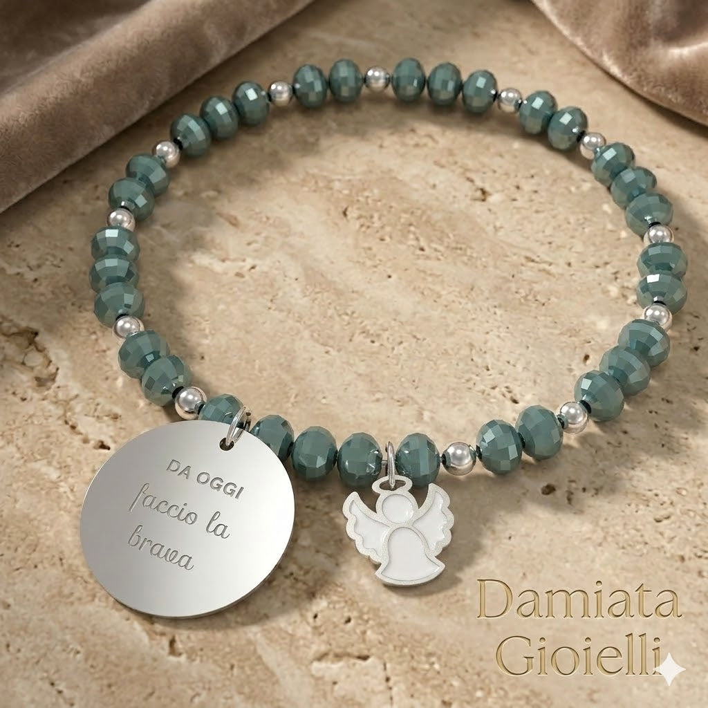 Bracciale elastico donna 10 Buoni Propositi in acciaio e cristalli B5250/E