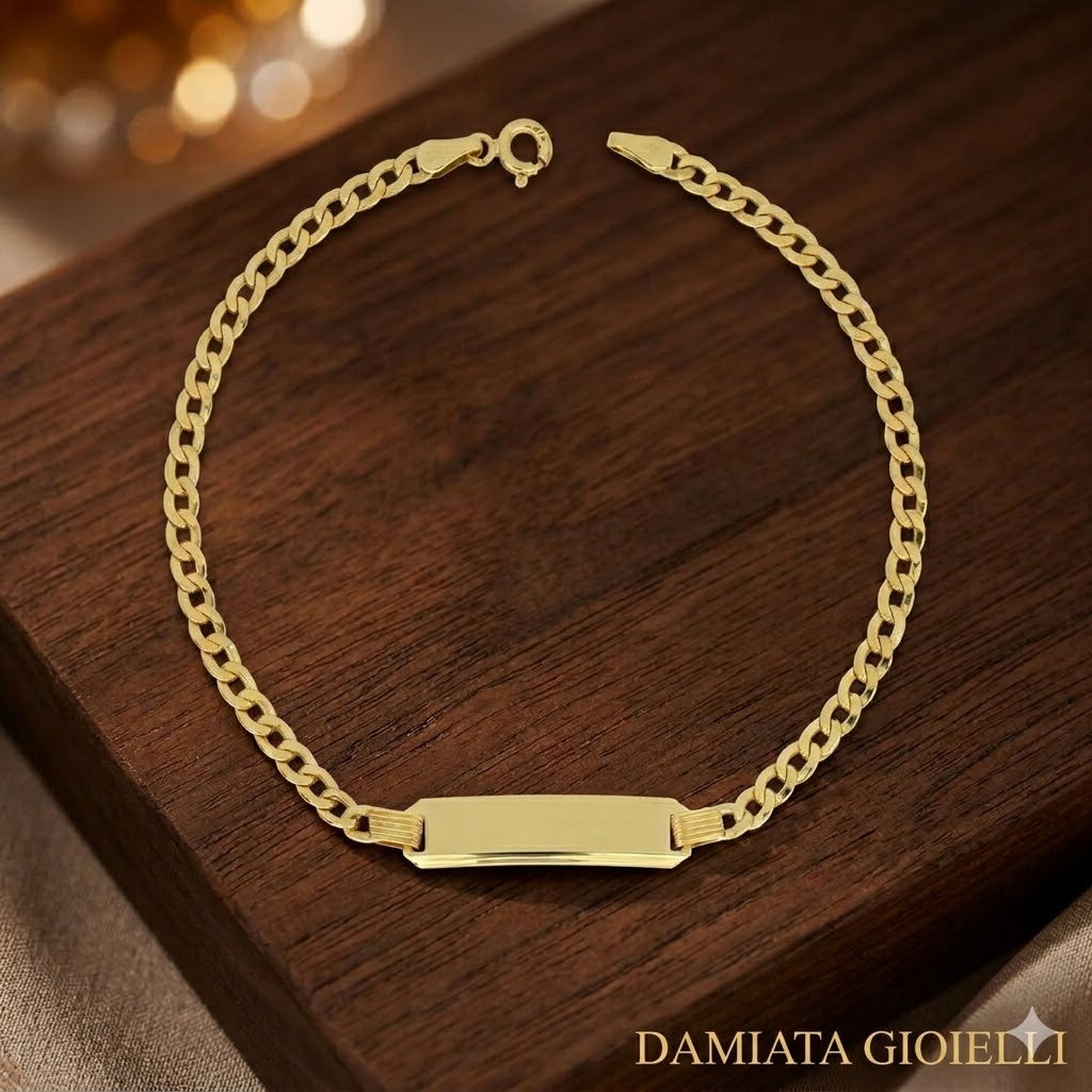 Bracciale a catena uomo IGOLD in oro giallo con targhetta incidibile B632ON