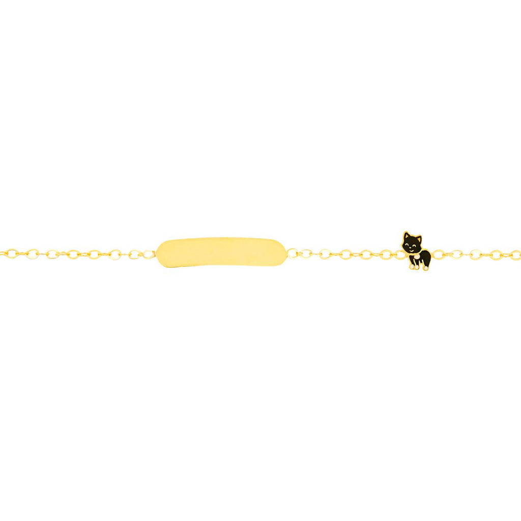 Bracciale con gattino per bambina IGOLD in oro giallo con targhetta incidibile B852TA