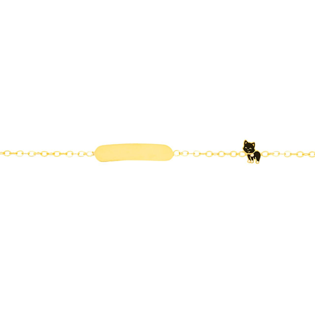 Bracciale con gattino per bambina IGOLD in oro giallo con targhetta incidibile B852TA