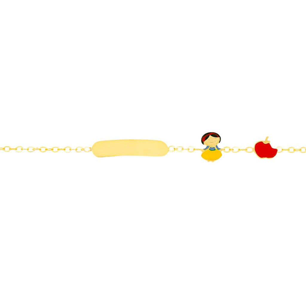 Bracciale con Biancaneve per bambina IGOLD in oro giallo con targhetta incidibile B952TA