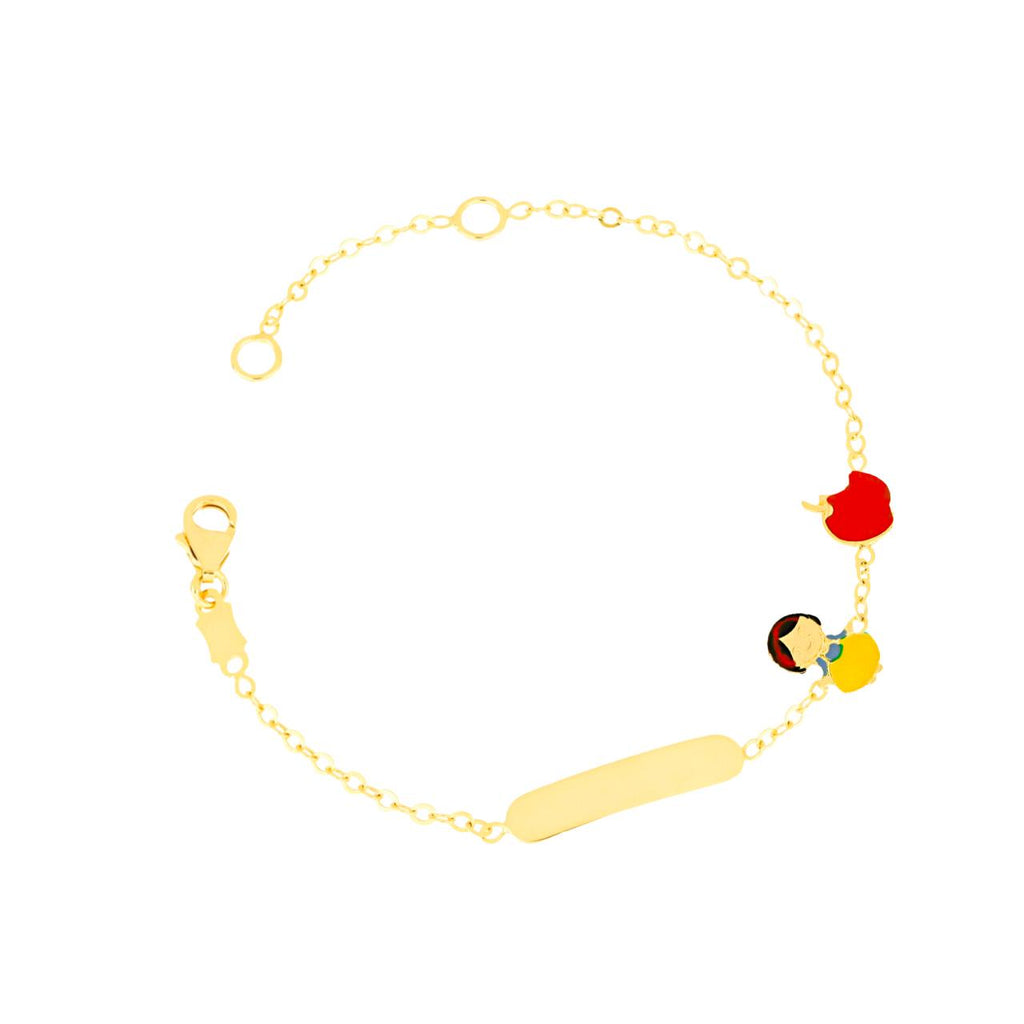 Bracciale con Biancaneve per bambina IGOLD in oro giallo con targhetta incidibile B952TA