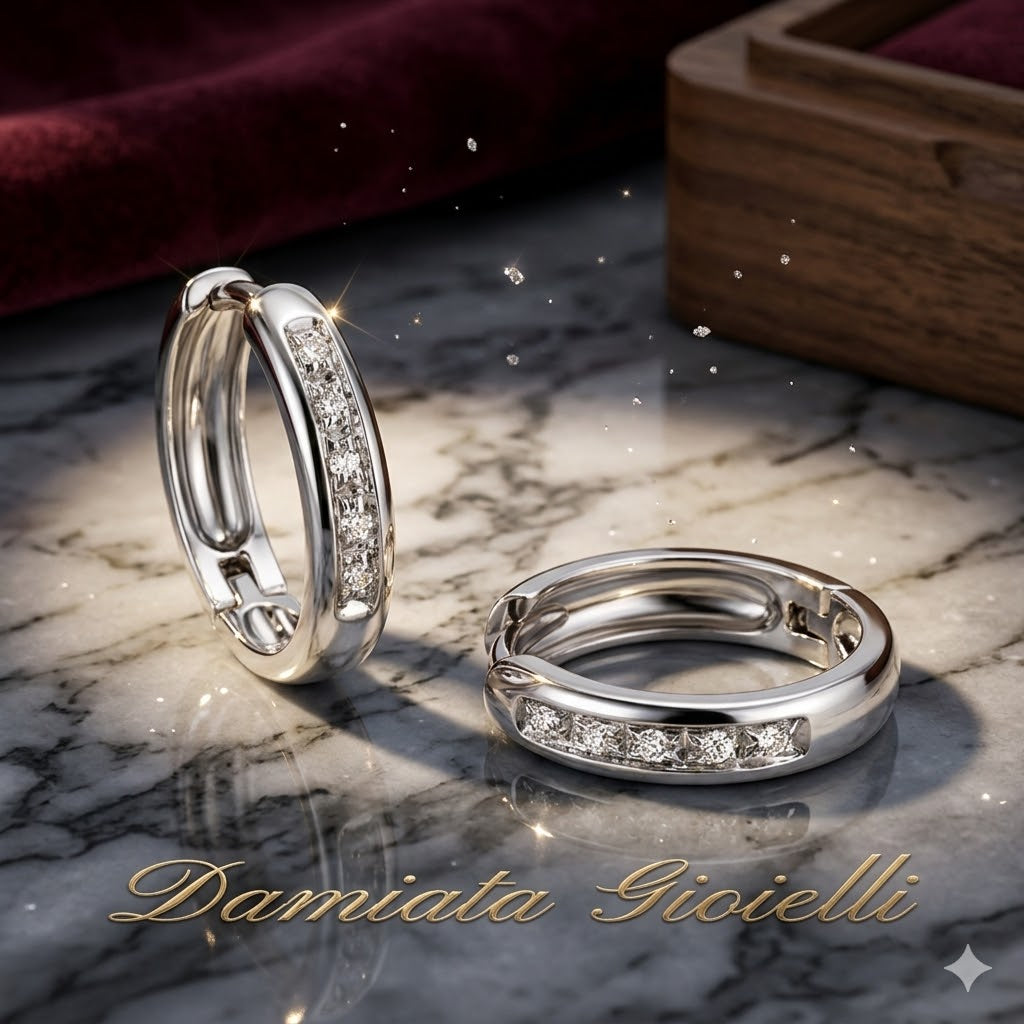 Orecchini a cerchio donna Giorgio Visconti in oro bianco e diamanti BB4753