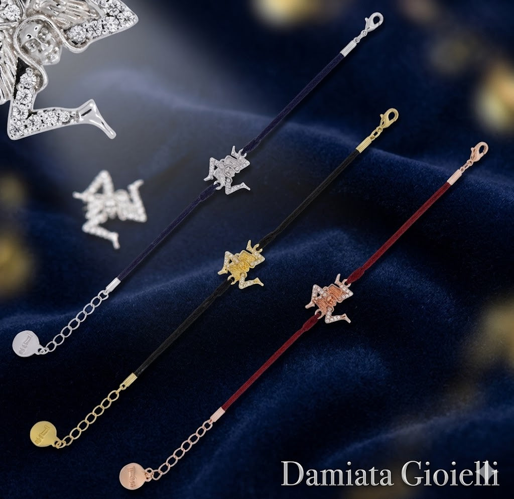 Bracciale donna Sicily In in argento, zirconi e cordoncino BC158
