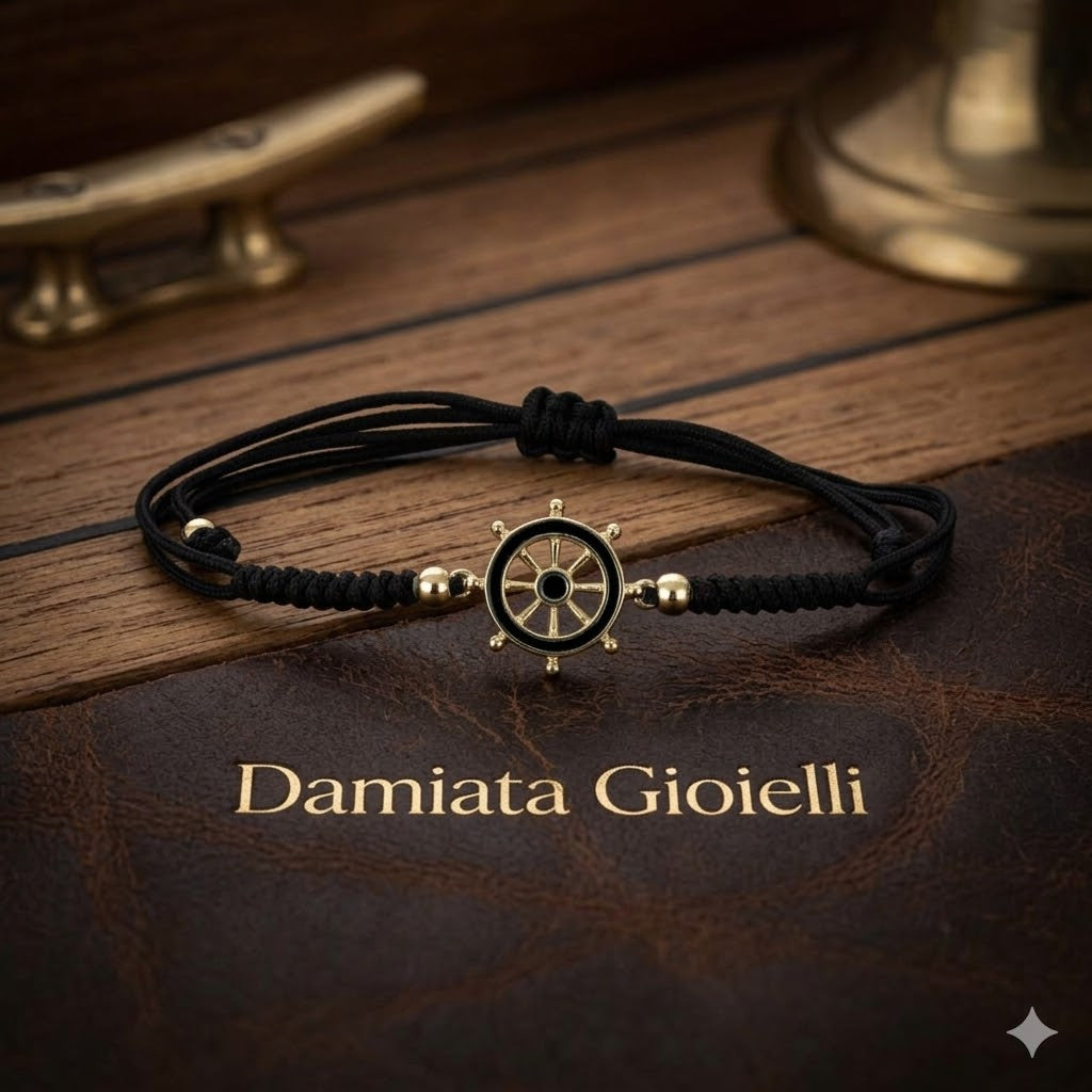 Braccialecon timone bambino IGOLD in oro giallo e cordino nero BDA2NR