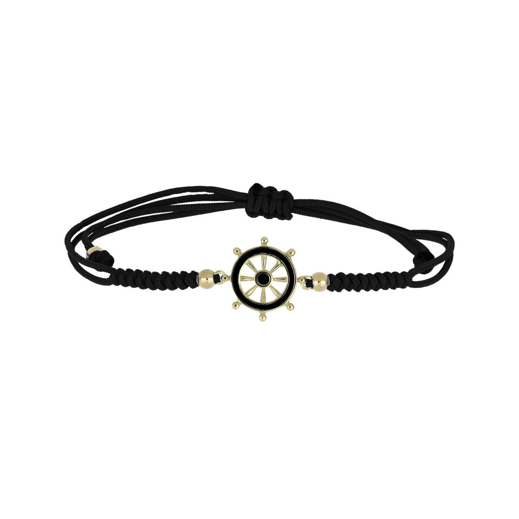 Braccialecon timone bambino IGOLD in oro giallo e cordino nero BDA2NR