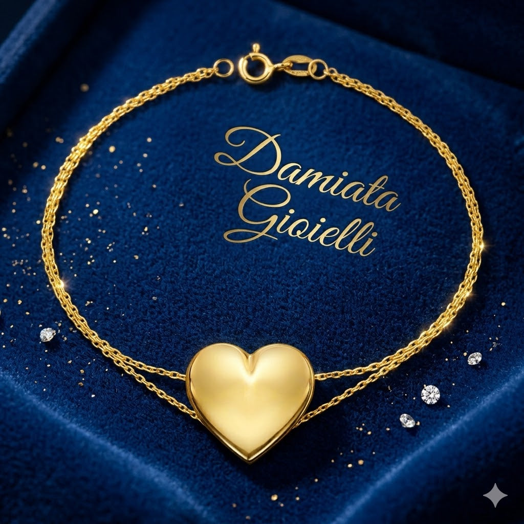 Bracciale doppia catena con cuore donna IGOLD in oro giallo BFF2OM