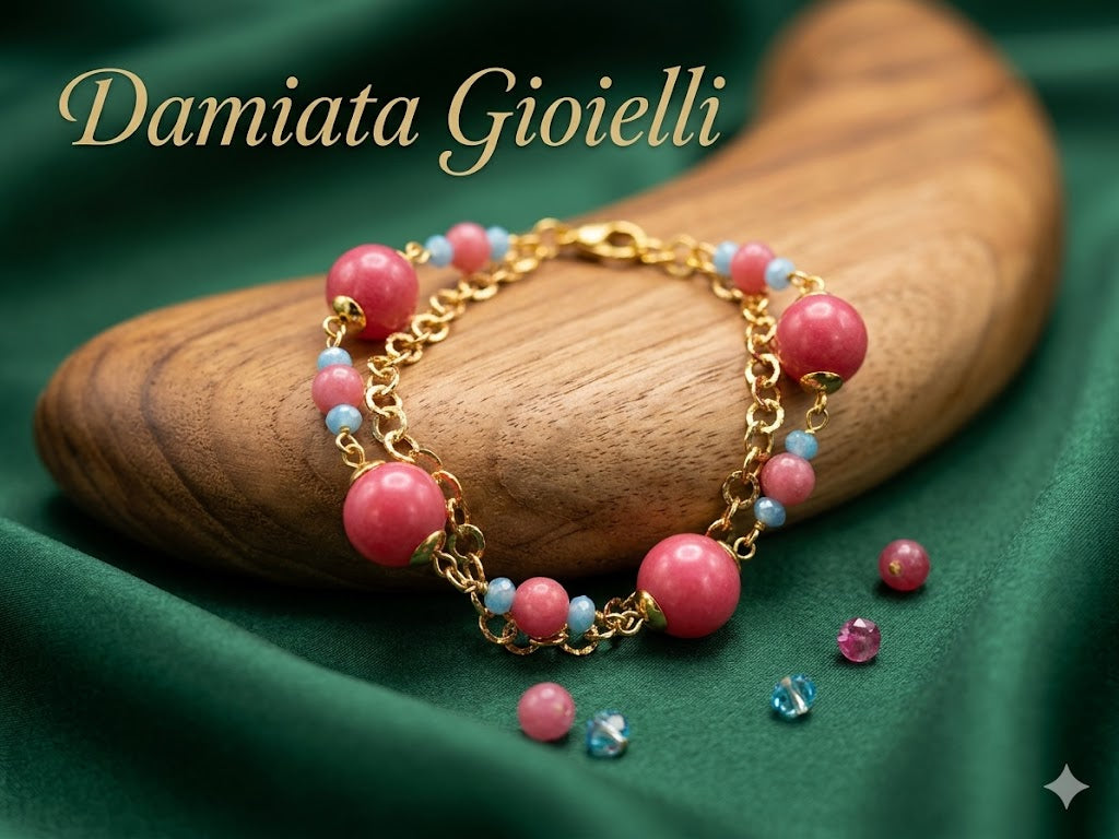 Bracciale donna Morfea Gioielli doppio filo in ottone e quarzi ref. BR0001RB