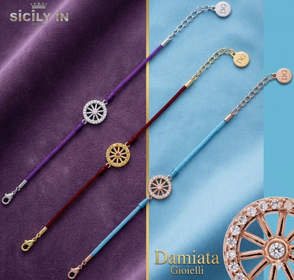 Bracciale donna Sicily In in argento, zirconi e cordoncino BR162
