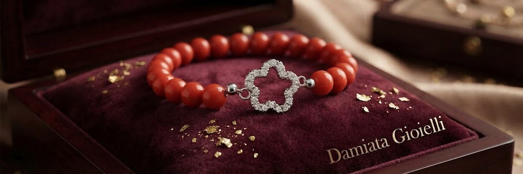 Bracciale elastico donna Miluna in argento, corallo rosso e zirconi ref. BR664
