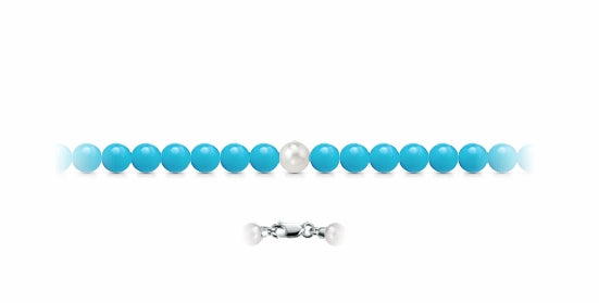 Bracciale donna Lucciole Gioielli filo di pasta turchese con perla BR8TURPER