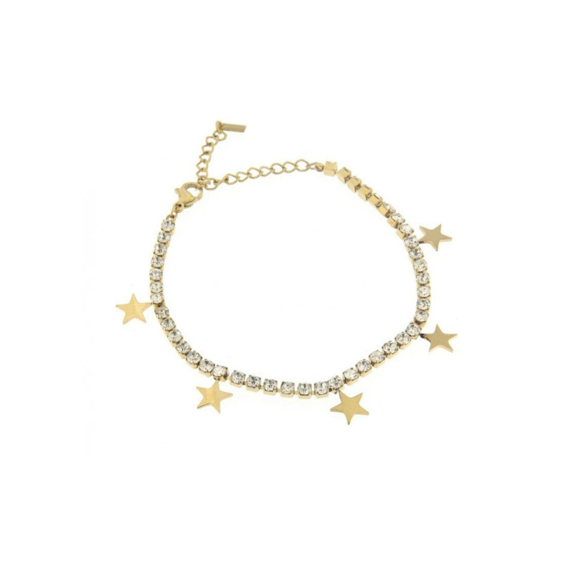 Bracciale tennis con stelle donna Urania Preziosi in acciaio dorato e zirconi BRAF099GB