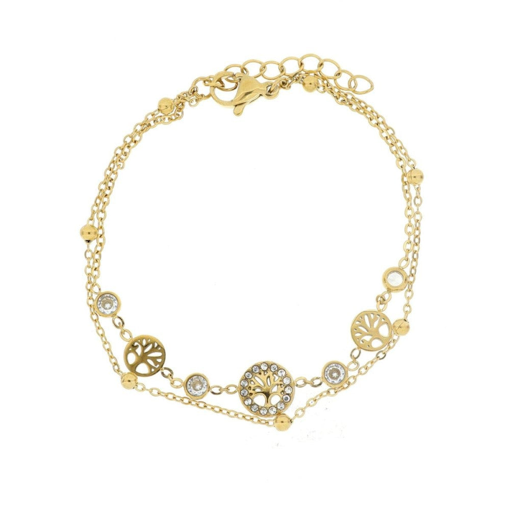 Bracciale donna Urania Preziosi in acciaio dorato e zirconi BRAF584GD
