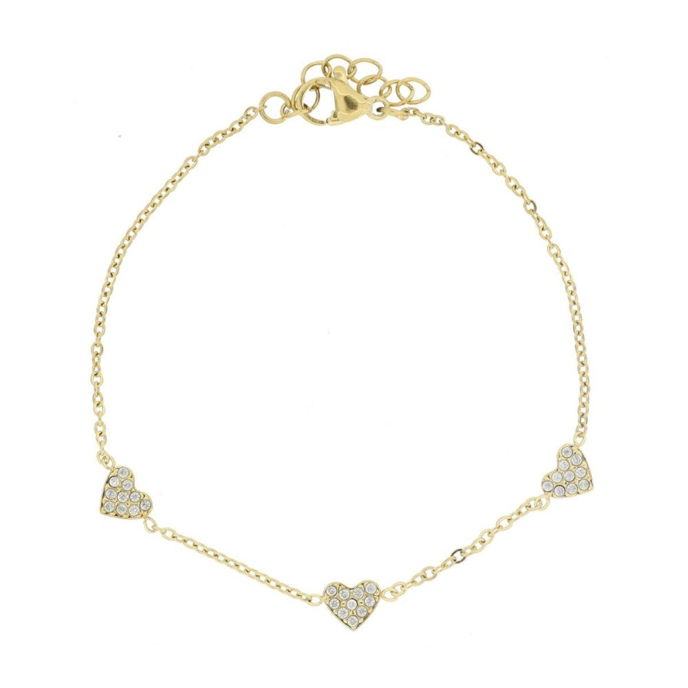 Bracciale cuore donna Urania Preziosi in acciaio dorato e zirconi BRAF588GD