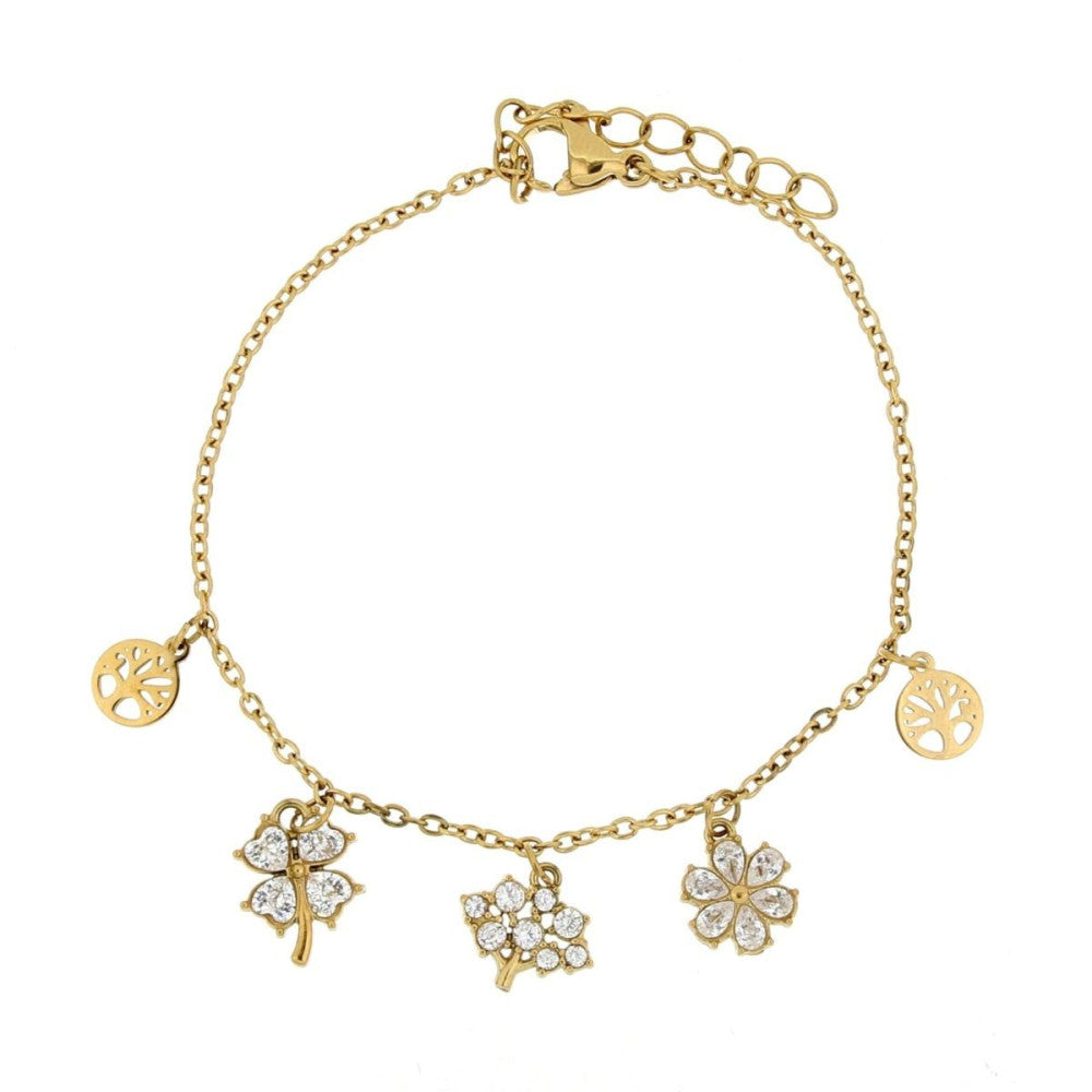 Bracciale donna Urania Preziosi in acciaio dorato e zirconi BRAF599GD