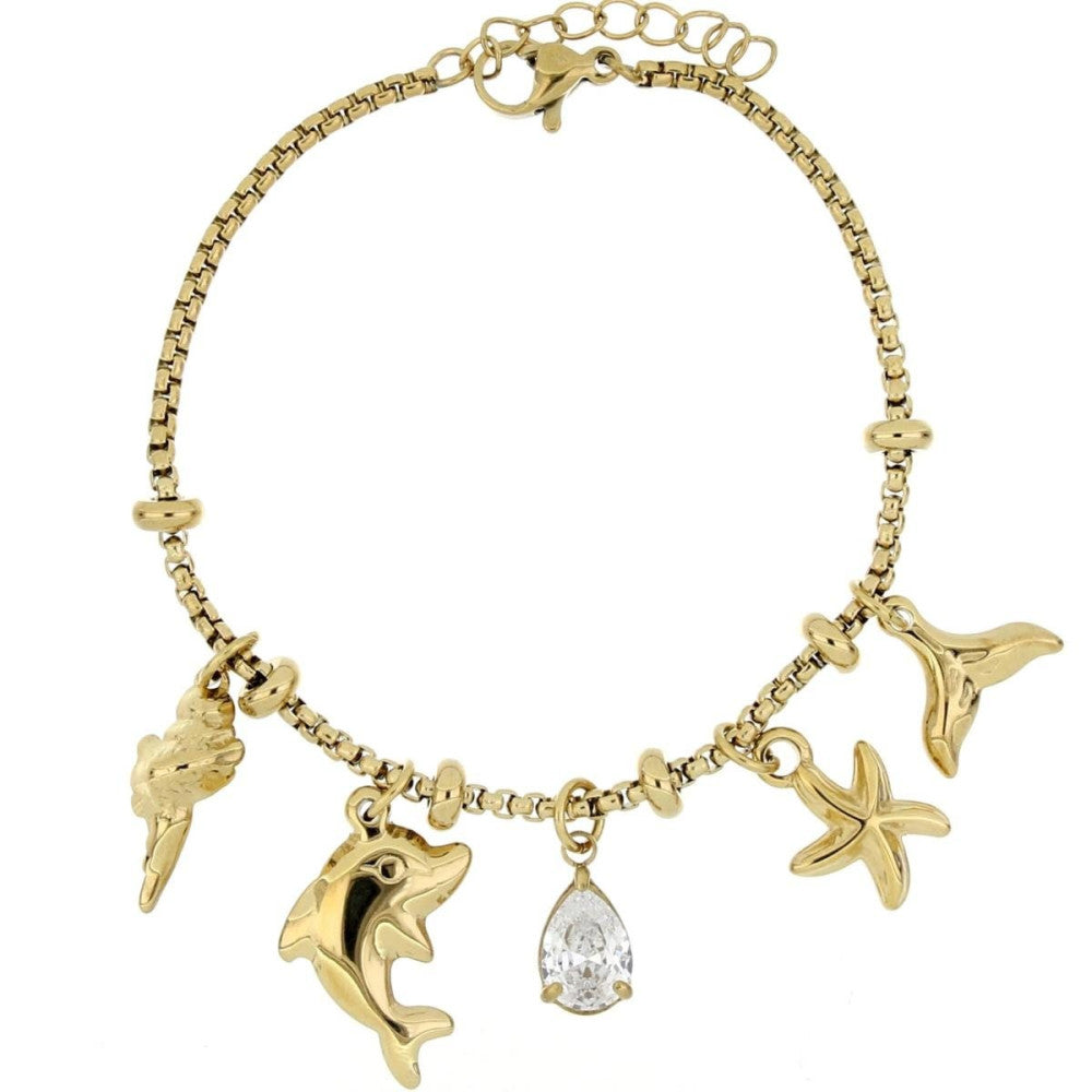 Bracciale donna Urania Preziosi in acciaio dorato e zirconi BRAF607GD