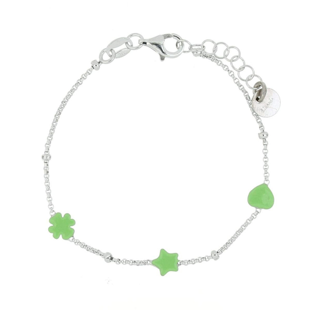 Bracciale quadrifoglio, stella e cuore bambina Urania Preziosi in argento BRBABY358