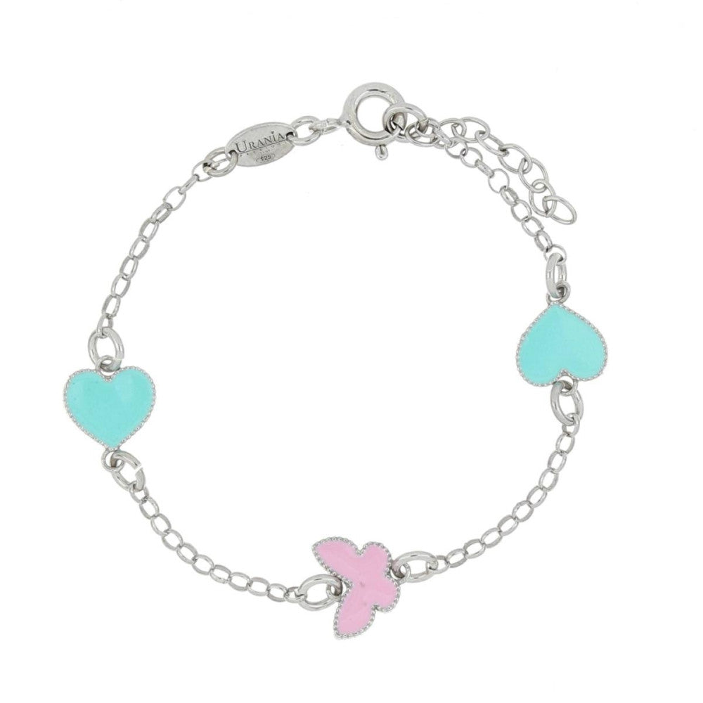 Bracciale cuore e farfalla bambina Urania Preziosi in argento BRBABY363
