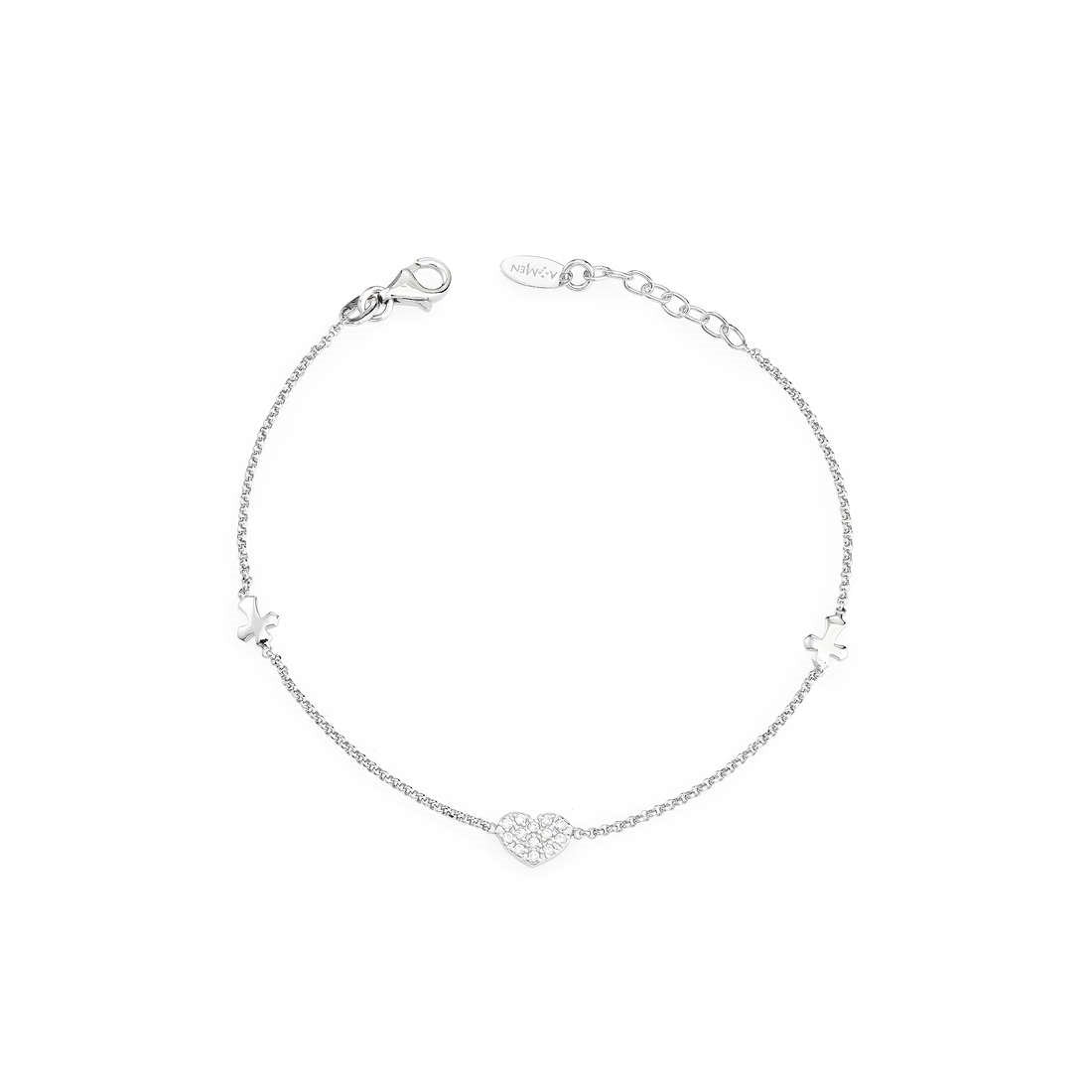 Bracciale Amen donna collezione "PREGA E AMA" in argento e zirconi bianchi BRCHZB
