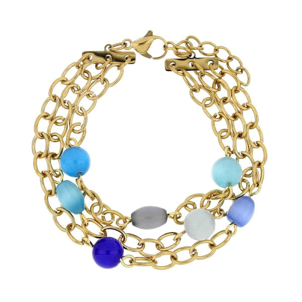 Bracciale a tre fili donna Urania Preziosi in acciaio dorato BRLED1001BLU