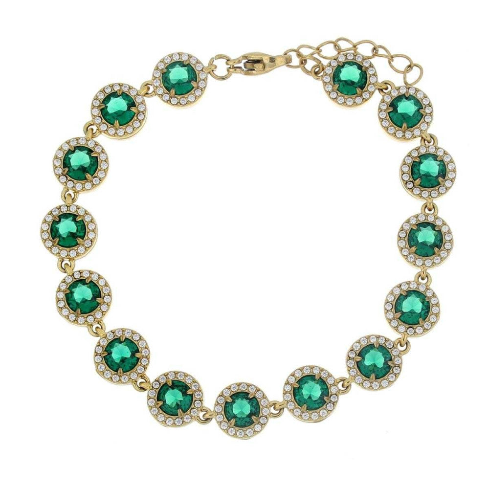 Bracciale donna Urania Preziosi in acciaio dorato e zirconi bianchi e verdi BRMIN1001GDSM