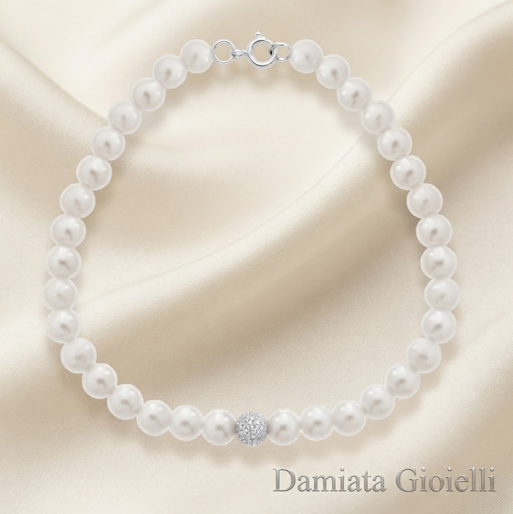 Bracciale donna Lucciole Gioielli in oro bianco e perle ref. BRSAT-3OB/9KT-1