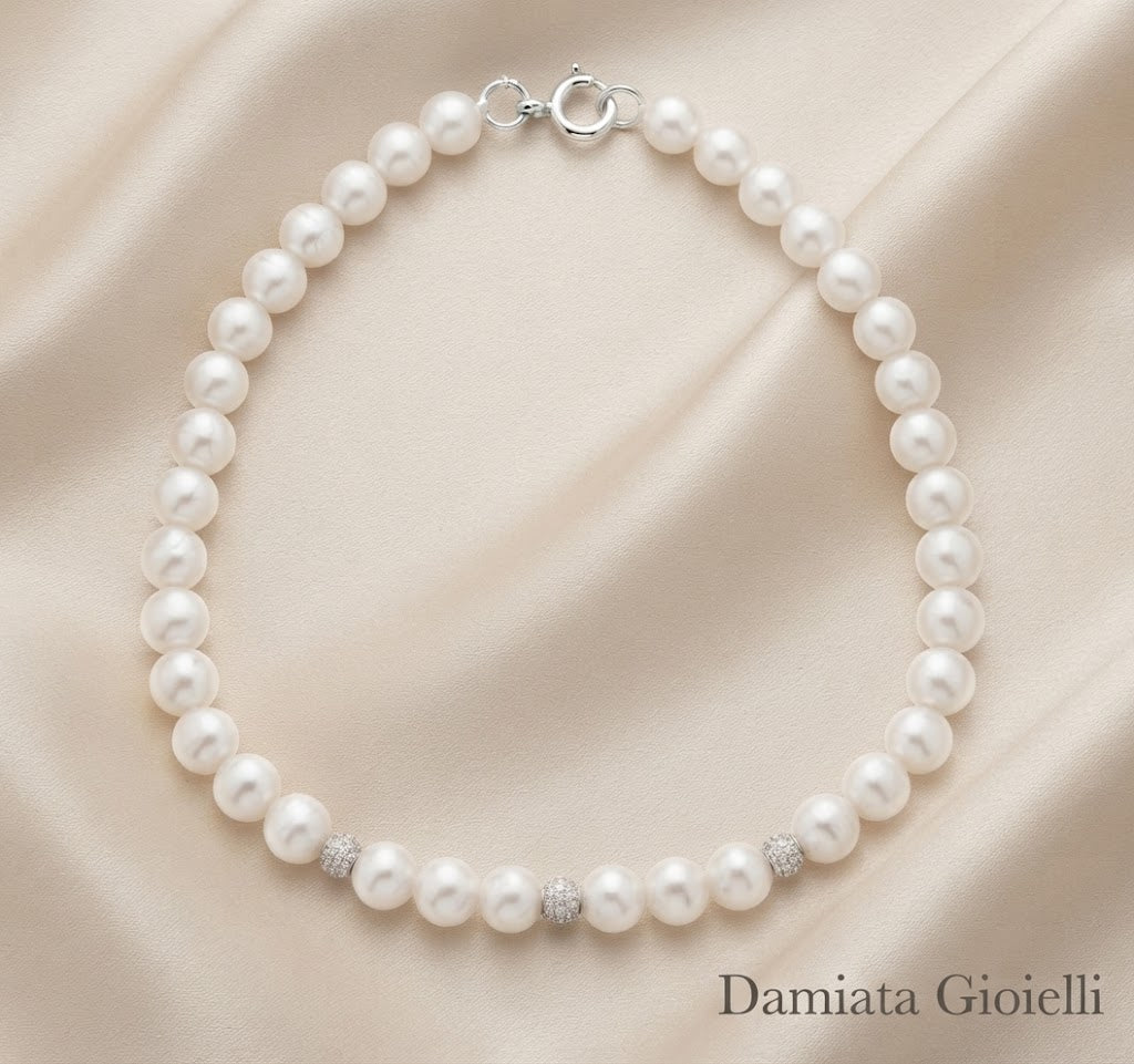 Bracciale Lucciole Gioielli Donna in Oro bianco Perla ref. BRSAT-3OB/9KT