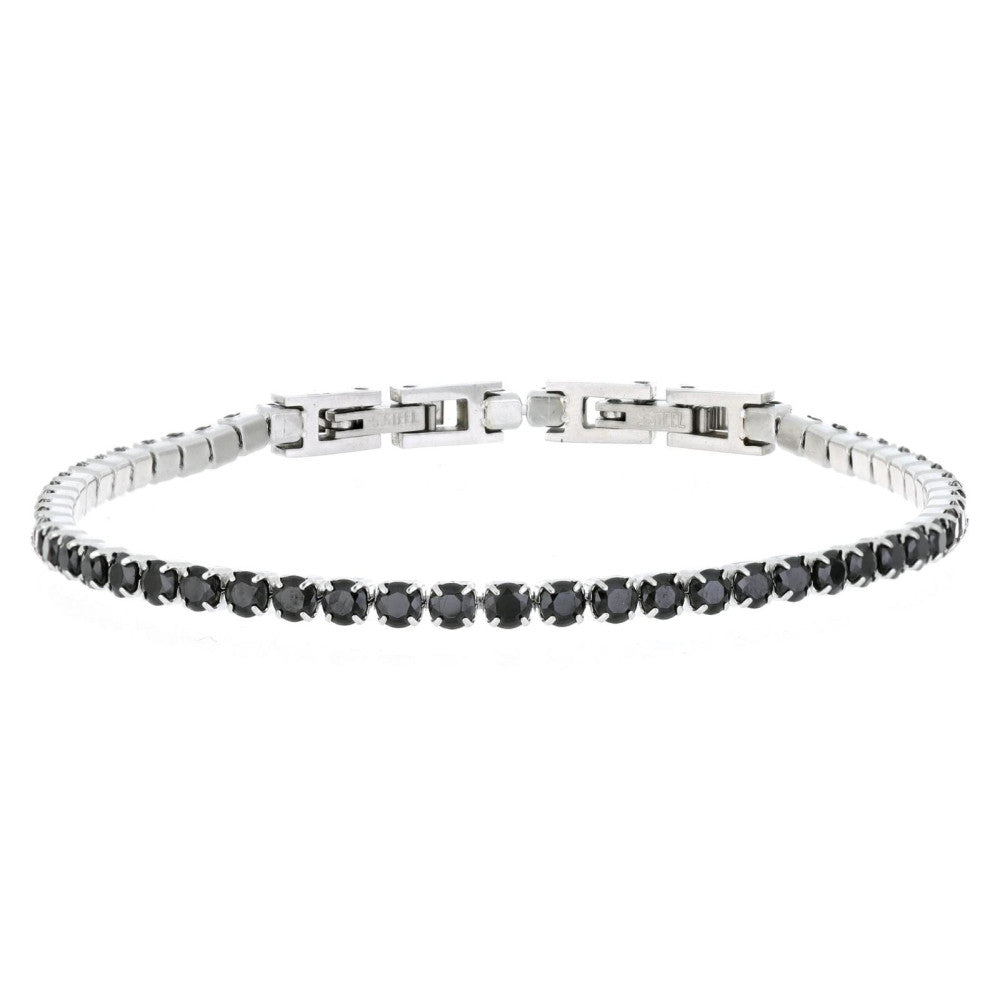 Bracciale tennis unisex Urania Preziosi in acciaio e zirconi neri BRTE01BK