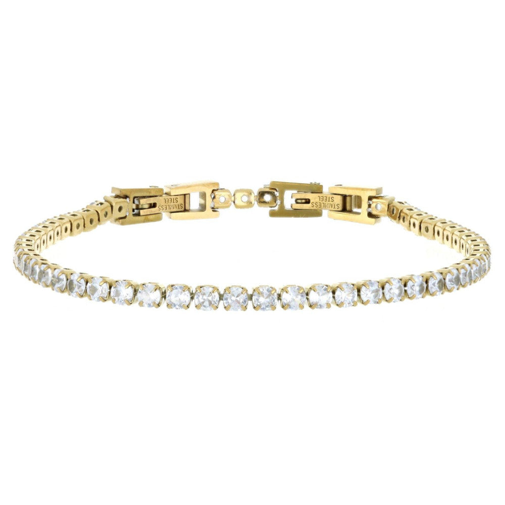Bracciale tennis donna Urania Preziosi in acciaio dorato e zirconi BRTE01GD