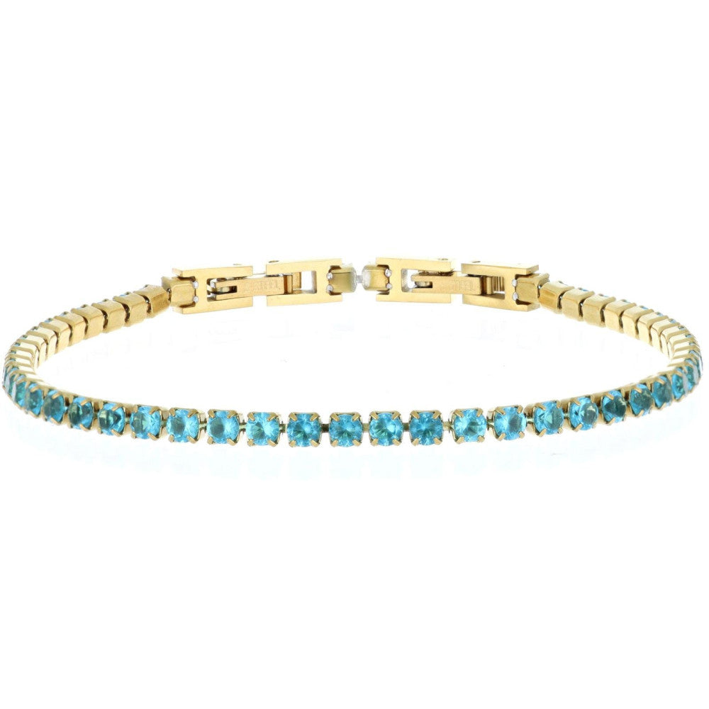 Bracciale tennis donna Urania Preziosi in acciaio dorato e zirconi BRTE01ACQ
