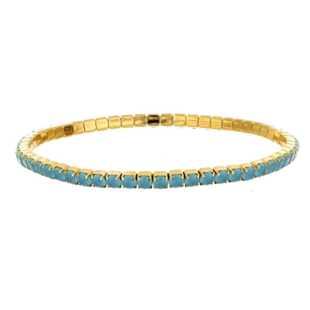 Bracciale elastico tennis donna Urania Preziosi in acciaio dorato e zirconi BRTE02ACQGD2