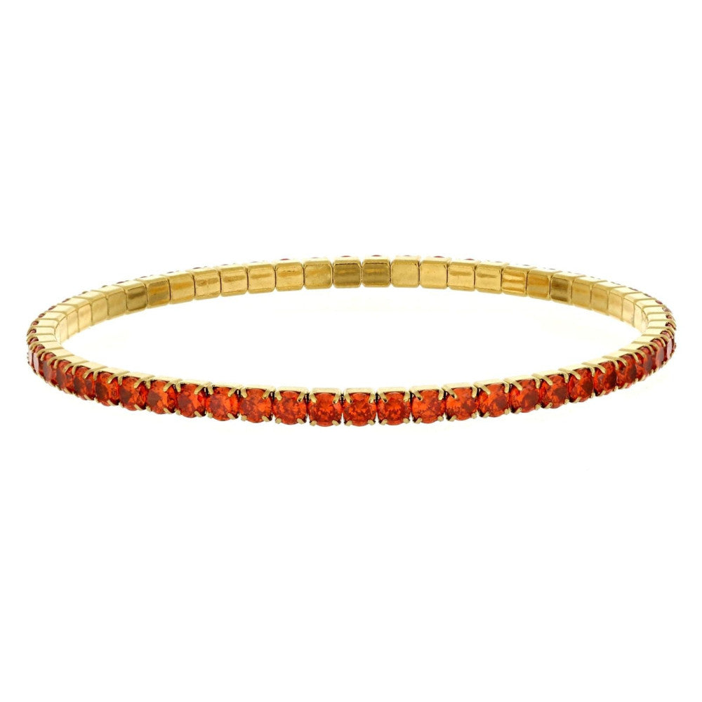 Bracciale elastico tennis donna Urania Preziosi in acciaio dorato e zirconi BRTE02ARAGD